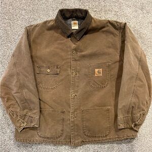 VTG Carhartt C02 CHT Brown Chore Barn Coat Blanket Lined‎ Jacket USA Mens 2XL *